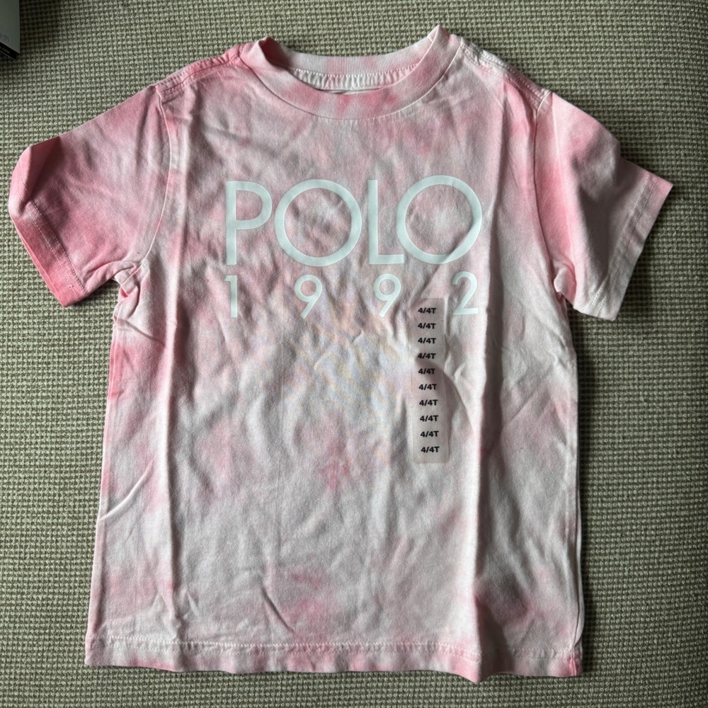 Polo Ralph Lauren Kids Pink Tie Dye Polo 1992 Graphic T-Shirt Size 4/4T New